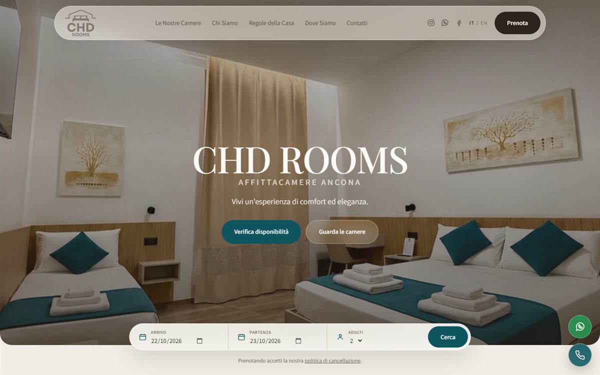 Home page del sito CHD Rooms