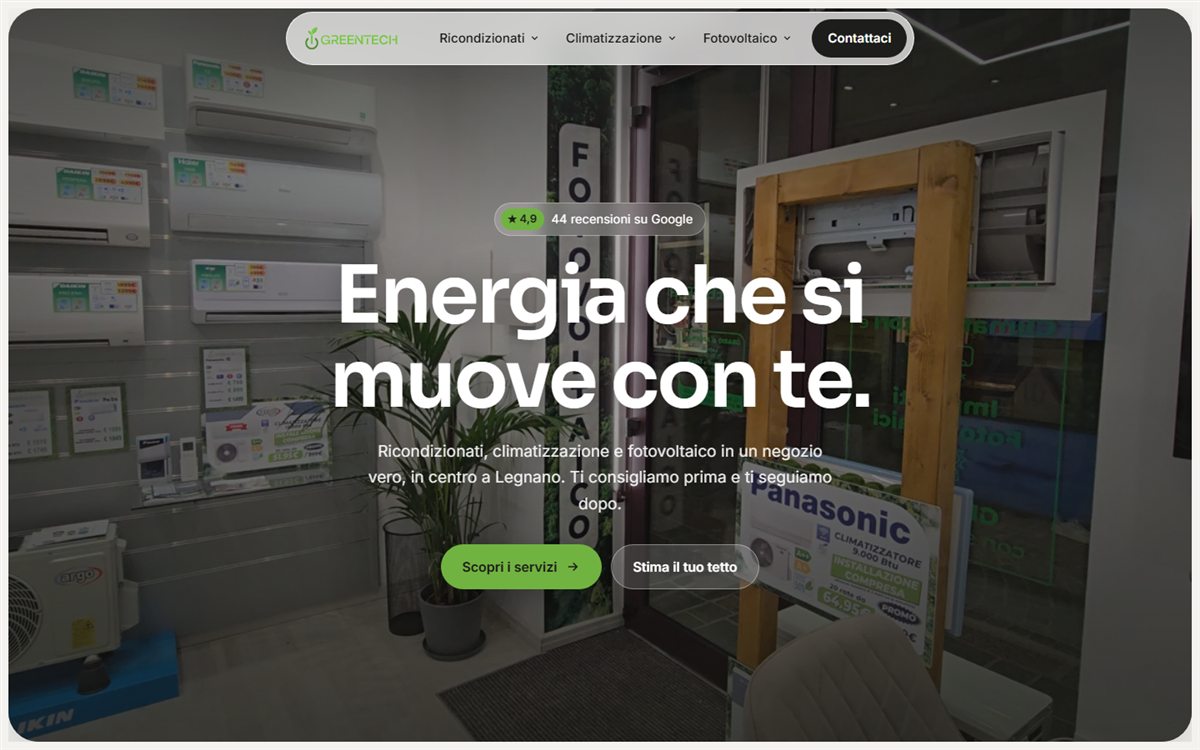 Home page del sito Greentech